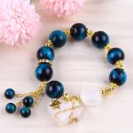Handmade Gemstone Beaded Bracelet Natural Blue Tiger's Eye Stone Bracelet
