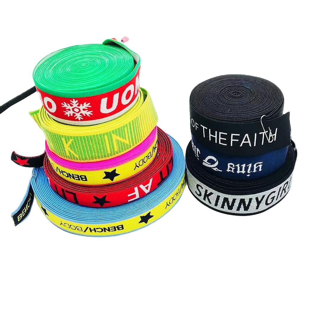 Factory customized high quality polyester/nylon webbing jacquard printing elastic band garment accessories printed ribbon