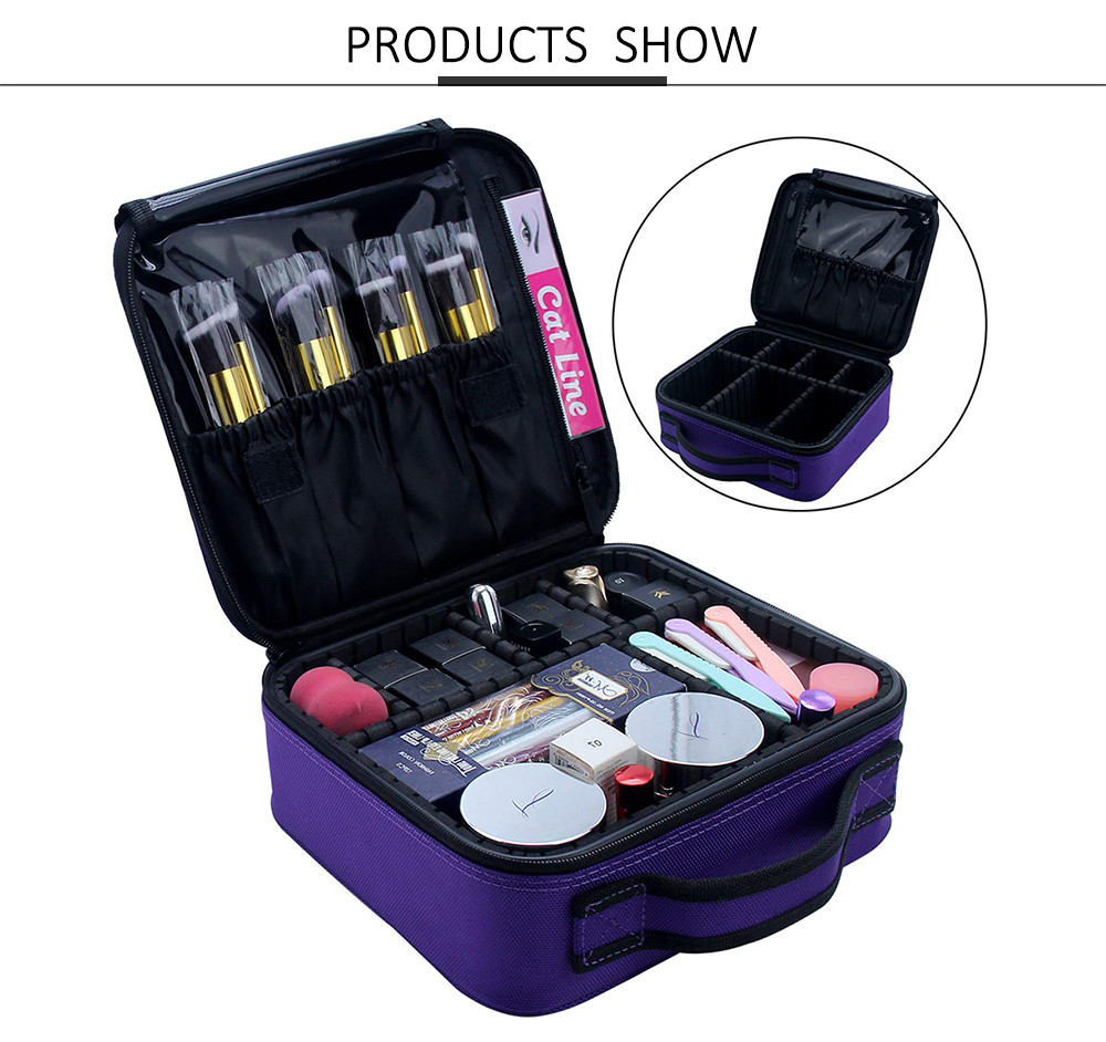 Multipurpose Cosmetic Organizer Travel Case With Adjustable Dividers