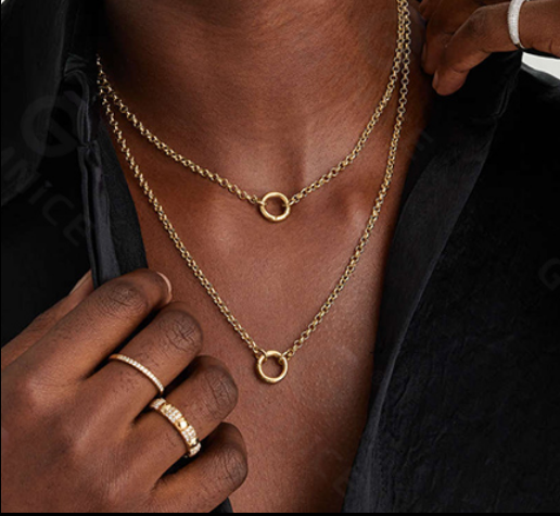 14K Gold Plated Round Charm Enhancer Connector Necklace Jewelry Type Pendants Or Charms Use