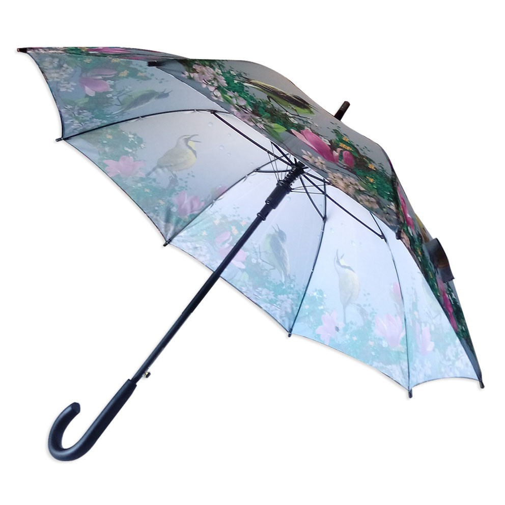 8mm Metal Shaft Windproof Straight Umbrella For Women