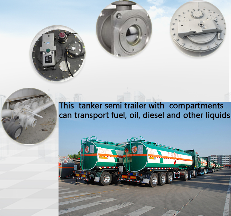 3 Axle 48000 Liters Aluminum Alloy Fuel Tanker Semi Trailer for Fuel Transportation