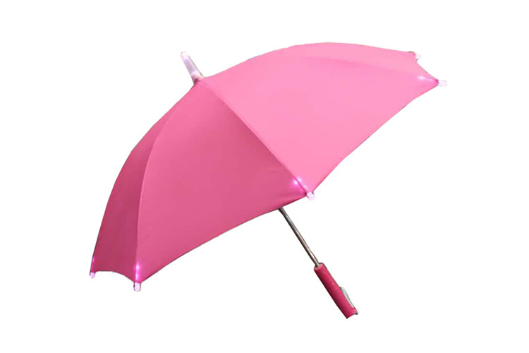 Customized Girls Pink Umbrella Easy Manual Open Use 19 Inches With LED On Tips