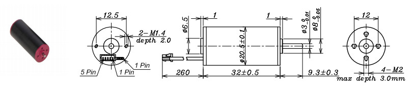 12V,24V,18V DC Coreless Motor,18000-25000rpm,32mm Length,20mm diameter