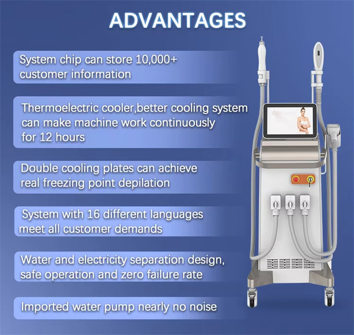 3 IN 1 Nd Yag 808nm Diode Laser Hair Tattoo Removal IPL Acne Treatment Machine
