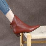 HZM031 Cowhide Women'S Single Shoes Autumn And Winter New British Style Women'S
