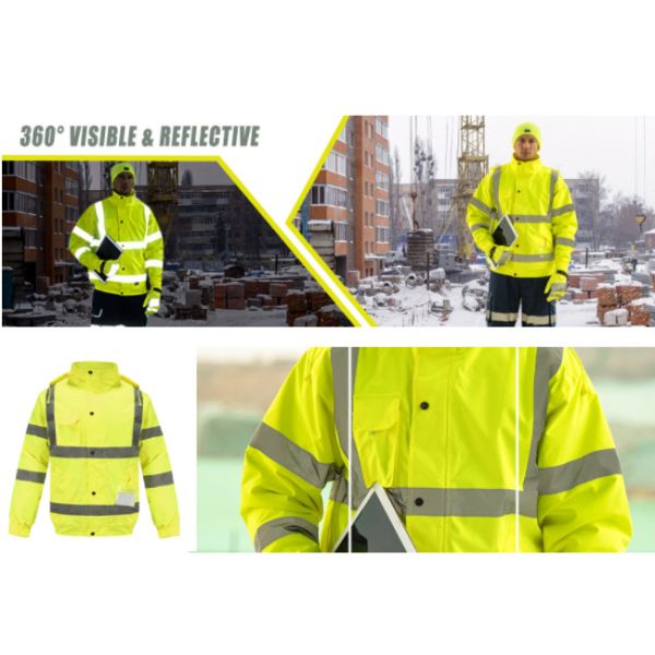 ANSI Certified Waterproof Thermal Reflective Rain Jacket High Visibility for Construction and Oil Gas
