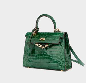 Wholesale One Shoulder Womens Leather Bag Metal Lock Green Quilted Handbag from china suppliers