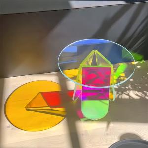 Wholesale Oval Rainbow Glass Coffee Table Small Side Dining Room Glass Tea Table from china suppliers