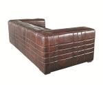 Ribbed Vintage Leather Sofas Large 3 Seater For Living Room