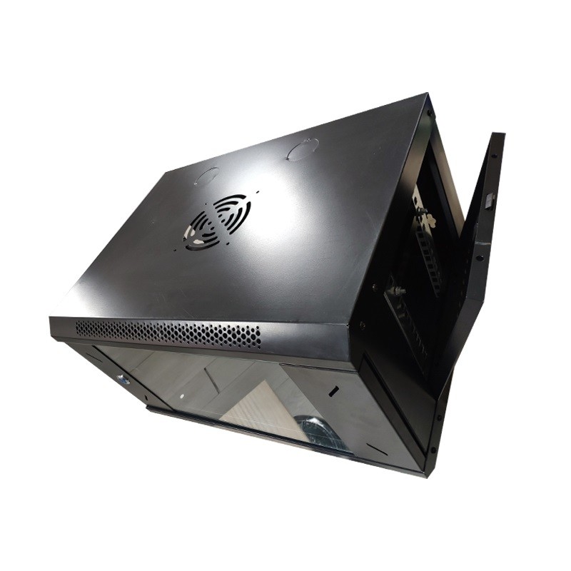 Durable Locking Network Rack Cabinet In Black Steel With Cable Management