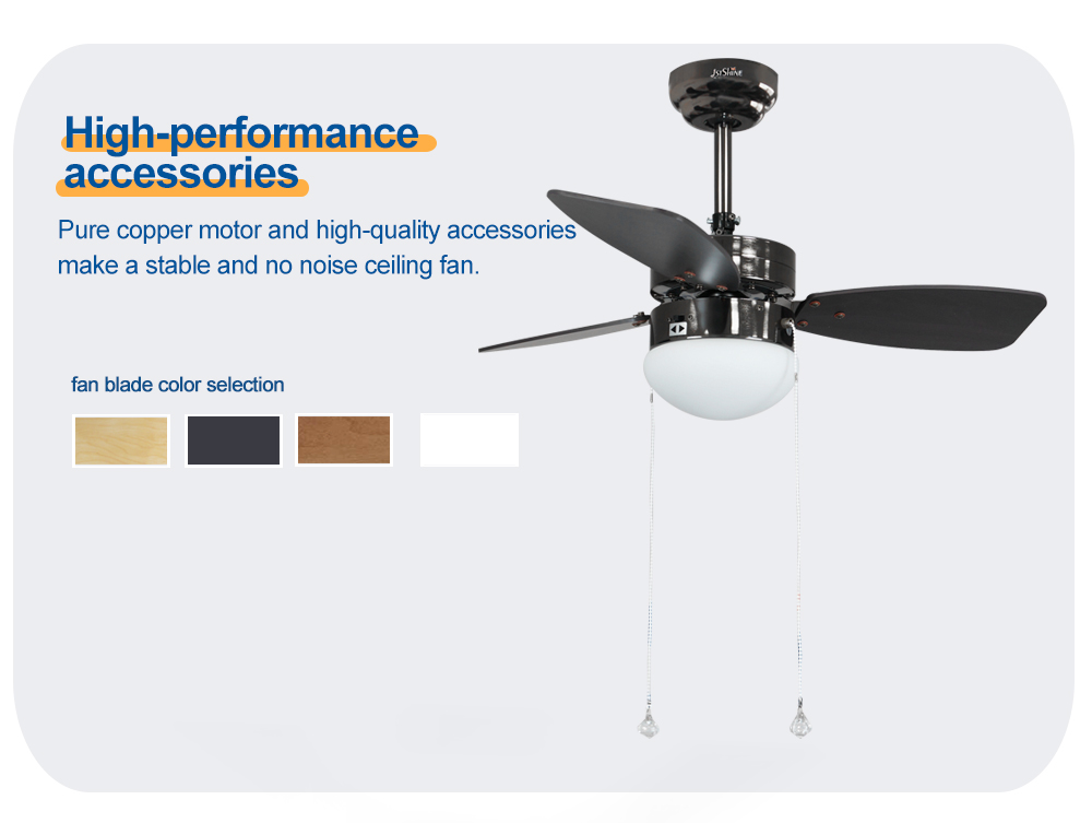 1stshine 30 Inch Pure Copper Reversible Motor Ceiling Fan with Pull Chain Small Size
