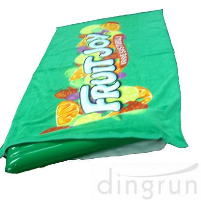 Green Color Roll Up Promotional Beach Towels Mat Neck Pillow Environment