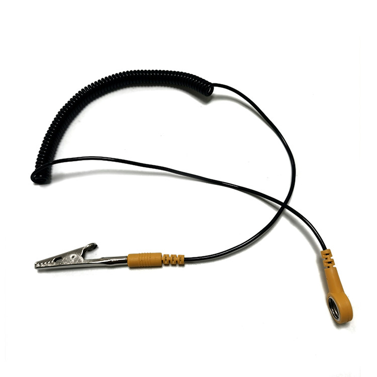 Black Yellow 1.8m Esd Grounding Cable For Cleanroom Antistatic