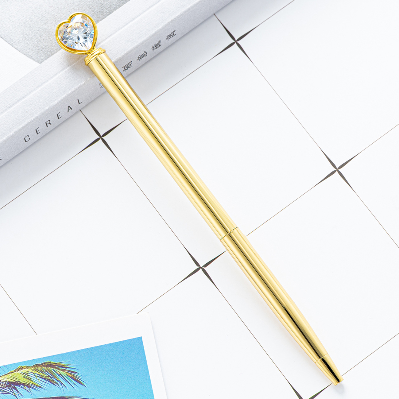 Creative Cartoon Metal Heart Marker Pens Ballpoint Pen with Black Ink Not Erasable