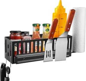 Wholesale Space Saving BBQ Accessories Storage Metal Outdoor Grill Caddy with Non-folding Rack from china suppliers
