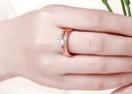 OEM Rose Gold Engagement And Wedding Ring Set with 0.44CT 5mm Stone