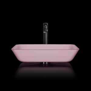 Wholesale Pink Bathroom Countertop Basins Rectangular Tempered Glass Acid Matt from china suppliers