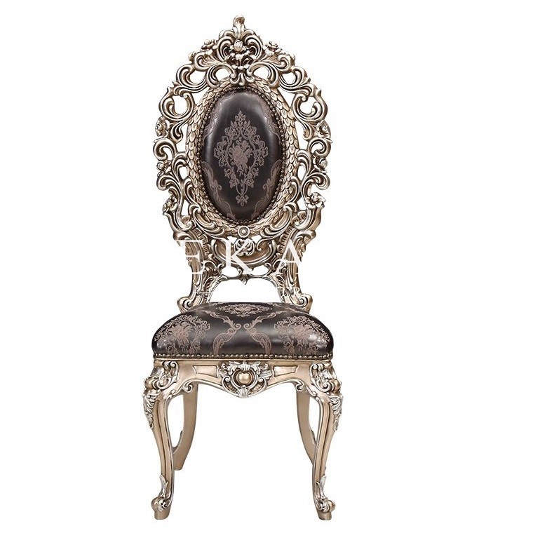 Retro Leather and Fabric Luxury High Quality Solid Wood Dining Chair