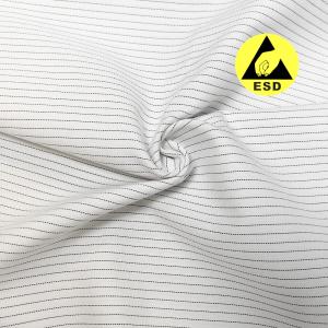 Wholesale 5mm Stripe 65%Polyester 34%Vicose 1%Carbon Fiber Antistatic Fabric Cleanroom ESD Fabric Antistatic Cloth Fabric from china suppliers