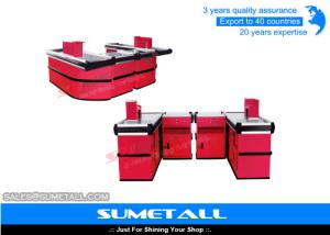 Wholesale Red Color Electric Retail Checkout Counter / Stainless Steel Retail Cash Wrap Counter from china suppliers