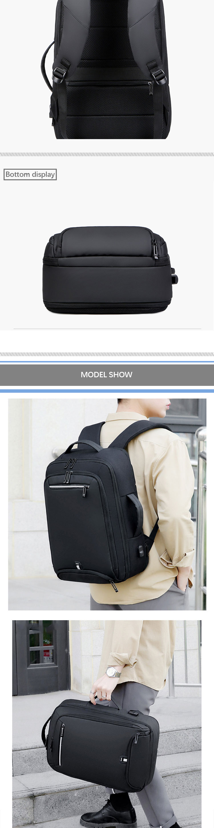 Oxford Cloth Business Laptop Backpacks For Men , Travel Backpack With Usb