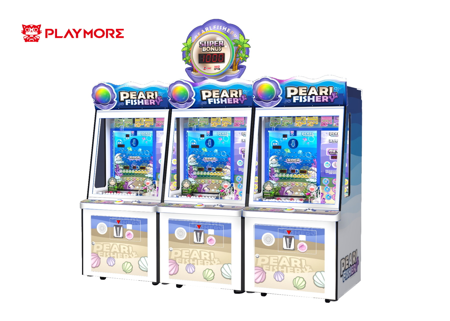 3 Players Adult Mechanical Arcade Machines W2400*D1850*H2500 Pearl Fishery Arcade