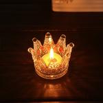 Romantic Crown Tea Light Mini Votive Candle Holders , Glass Cylinder Candle