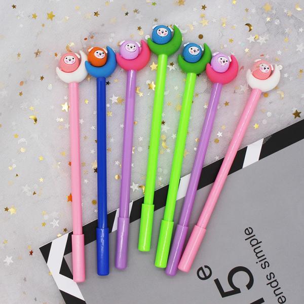 Stationery Supplies Plastic Cartoon 0.38mm Beautiful Black Gel Pen for Office