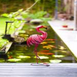 Outdoor Metal Pink Flamingo Yard Decor Animal Metal Flamingo Statue