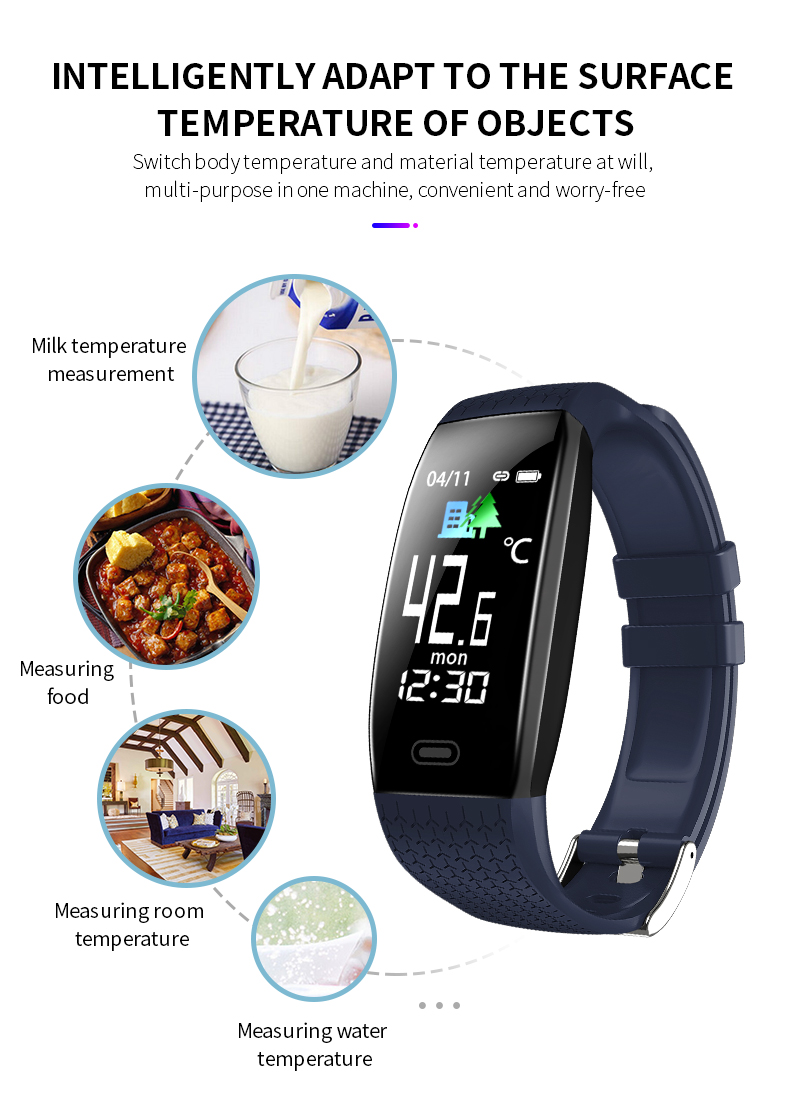 T15 Heart Rate Blood Pressure Oxygen Ladies Watch Waterproof IP67 Touch Screen Smart Bracelet