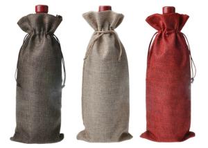 Wholesale Jute Linen Wine Drawstring Bags Customizable For Wedding / Party from china suppliers