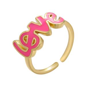 Wholesale OEM Copper Brass 14k Gold Jewelry Open Enamel Love Letter Rings from china suppliers