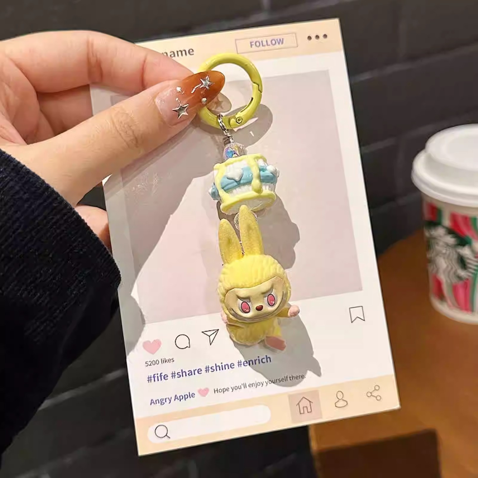 Mini Labubu Keychain Kawaii Monster Doll Bag Charm Plush Doll Accessories For Collectors