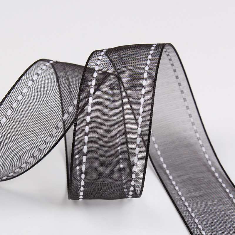25mm|38mm Stitched Edge Polyester Organza Ribbon for Flower Gift Packing