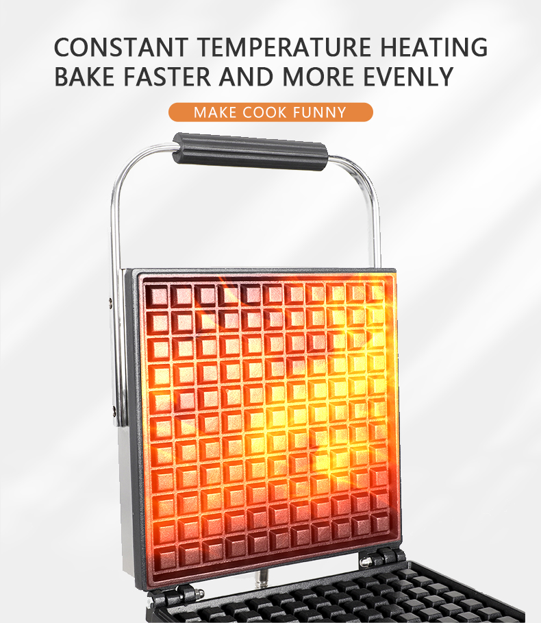 Food Beverage Shops Commercial Electric Square Waffle Maker with Single/Double Slices