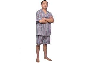 Wholesale Mens Sping Woven 100 Cotton Pajamas Short Sleeve Short Pant Weven Colours Vertical Stripe from china suppliers