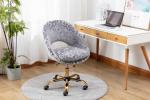 18.90”Depth Swivel Grey Velvet Bedroom Chair 8.2KGS Golden Feet Base Leg