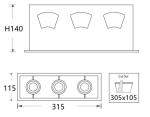 shopping mall rotatable triple heads 3x20W recessed led grille downlight retail