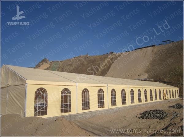500 Seater Outdoor Party Tents Mud-Yellow Tarpaulin Aluminium Frame Marquee