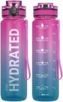 32oz Motivational Sports Water Bottle with Time Marker - Times to Drink - Tritan