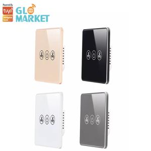 Wholesale Glomarket Tuya Smart Wifi Fan Switch US Standard Touch Wall Glass Panel from china suppliers