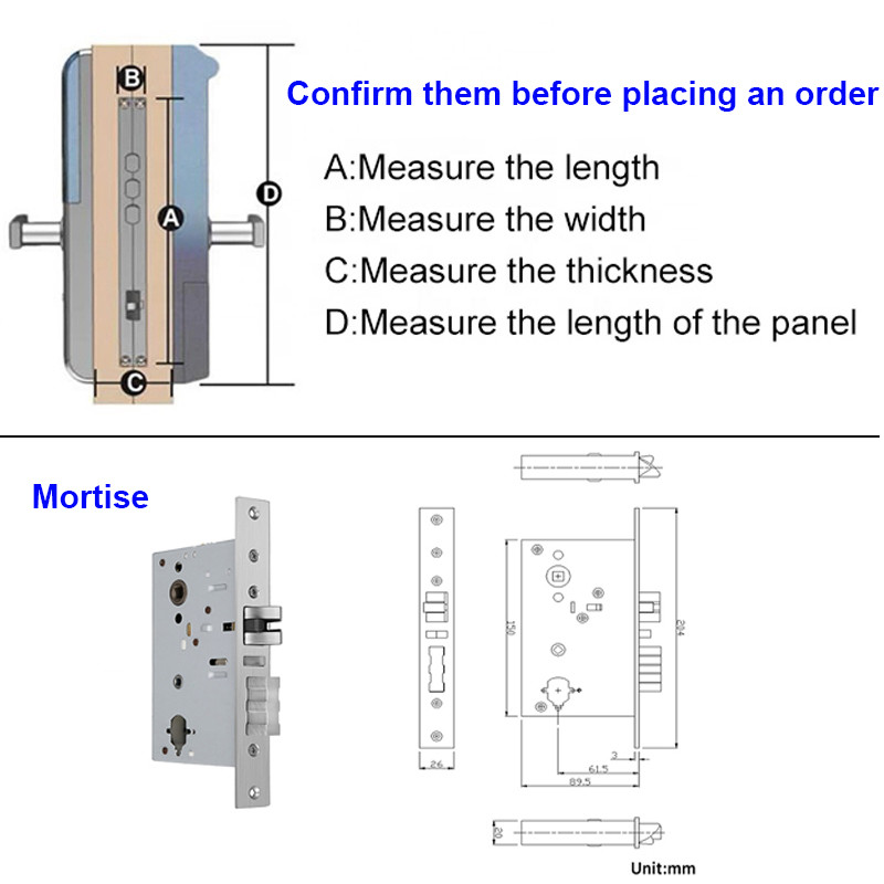 RFID Hotel Electronic Smart Door Locks 285mm Key Card Door Lock For Hotels