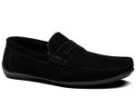 Summer Suede Loafers Mens Leather Moccasins Shoes , Mens Black Slip On Dress