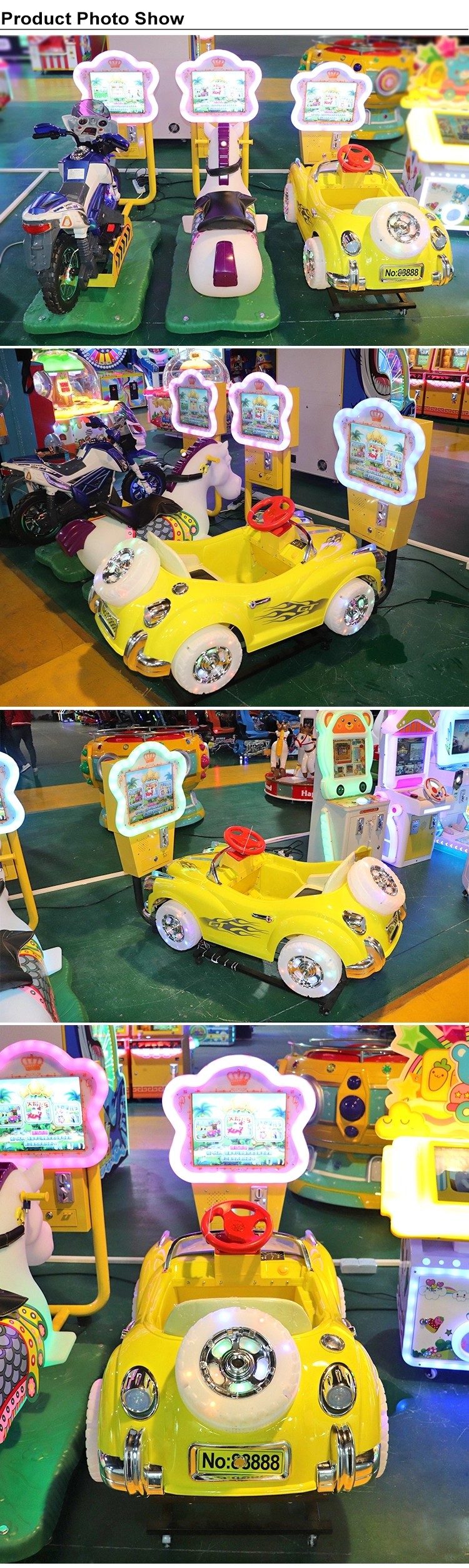 110V / 220V Car Kids Arcade Machine With Screen / Games 12 Months Warranty