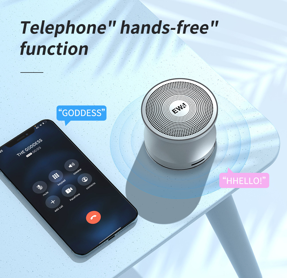 EWA A109 TWS Bluetooth Speaker Metal Portable Music Speakers With Micro SD Microphone