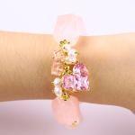 Handmade Gemstone Bracelet Adjustable Charms Rose Quartz Bracelet Natural Stone