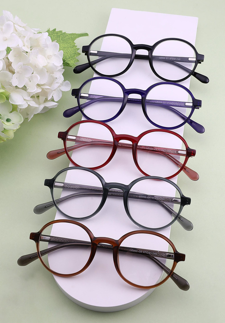 Optical Round Acetate Glasses Metal Frame Mens Glasses Customized Logo BSICI