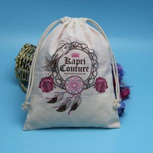 Wholesale Natural Color Cotton Muslin Drawstring Bags , Storage Large Jewelry Pouch from china suppliers