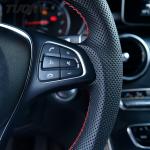 Leather Mercedes Benz Carbon Fiber Steering Wheel Flat Bottom Car Accessories